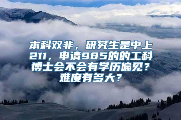 本科双非，研究生是中上211，申请985的的工科博士会不会有学历偏见？难度有多大？