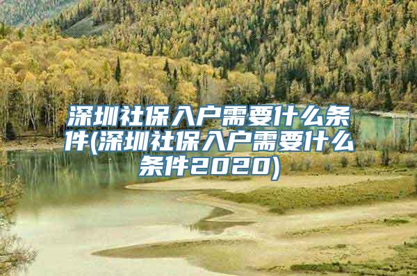 深圳社保入户需要什么条件(深圳社保入户需要什么条件2020)