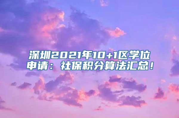 深圳2021年10+1区学位申请：社保积分算法汇总！