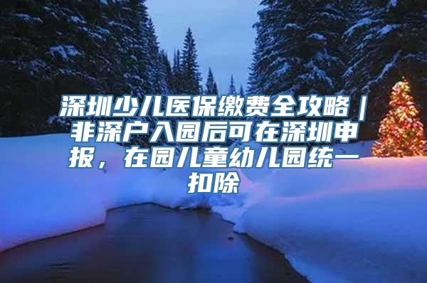 深圳少儿医保缴费全攻略｜非深户入园后可在深圳申报，在园儿童幼儿园统一扣除