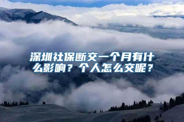 深圳社保断交一个月有什么影响？个人怎么交呢？