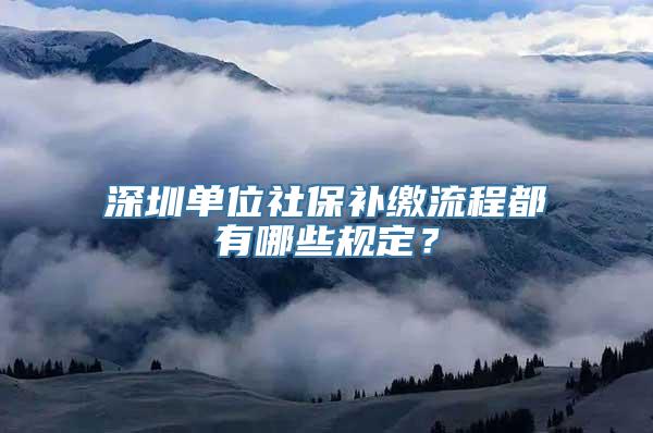 深圳单位社保补缴流程都有哪些规定？