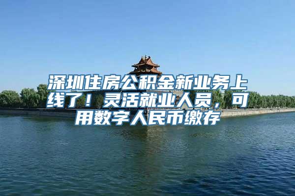 深圳住房公积金新业务上线了！灵活就业人员，可用数字人民币缴存