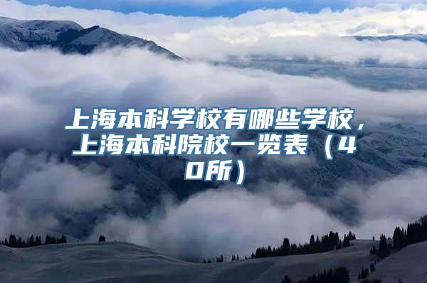 上海本科学校有哪些学校，上海本科院校一览表（40所）