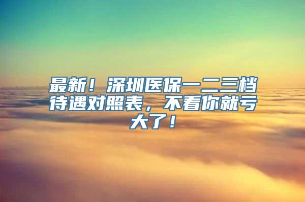 最新！深圳医保一二三档待遇对照表，不看你就亏大了！