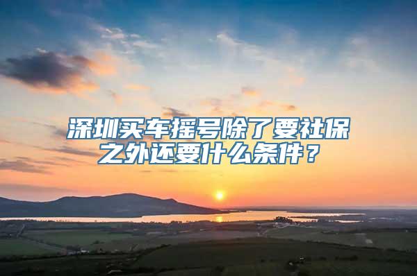 深圳买车摇号除了要社保之外还要什么条件？