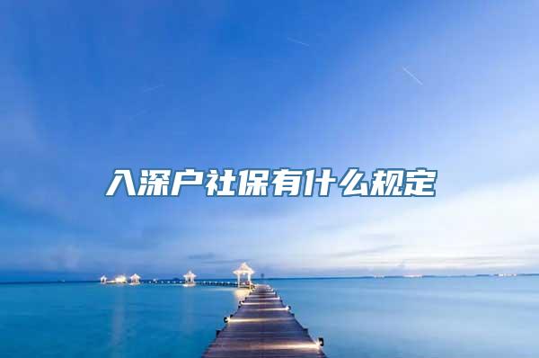 入深户社保有什么规定