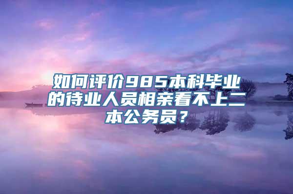 如何评价985本科毕业的待业人员相亲看不上二本公务员？