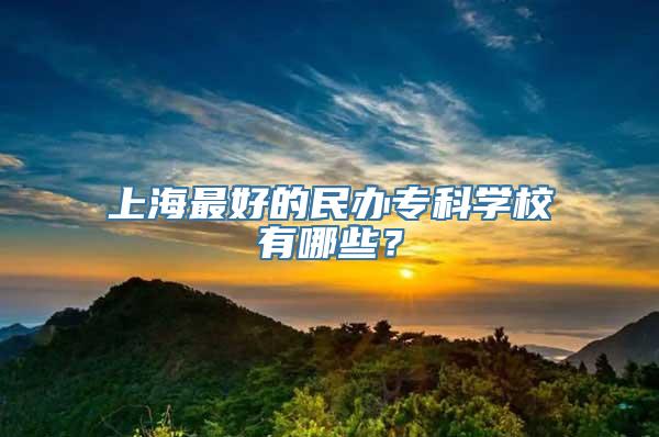 上海最好的民办专科学校有哪些？