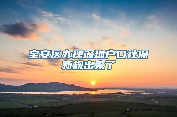 宝安区办理深圳户口社保新规出来了