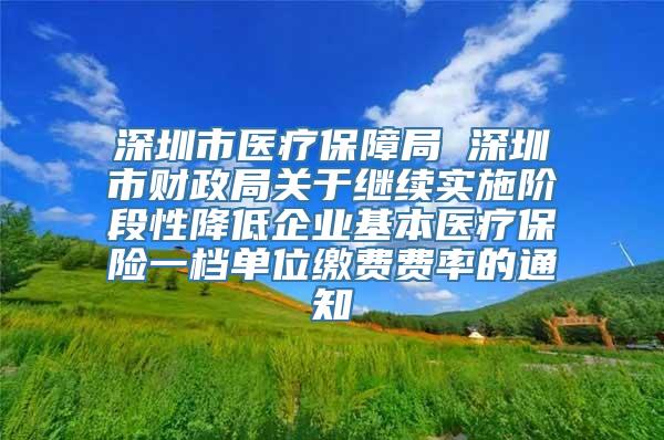 深圳市医疗保障局 深圳市财政局关于继续实施阶段性降低企业基本医疗保险一档单位缴费费率的通知