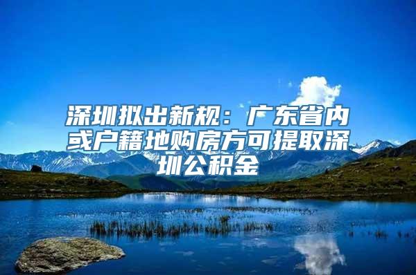 深圳拟出新规：广东省内或户籍地购房方可提取深圳公积金