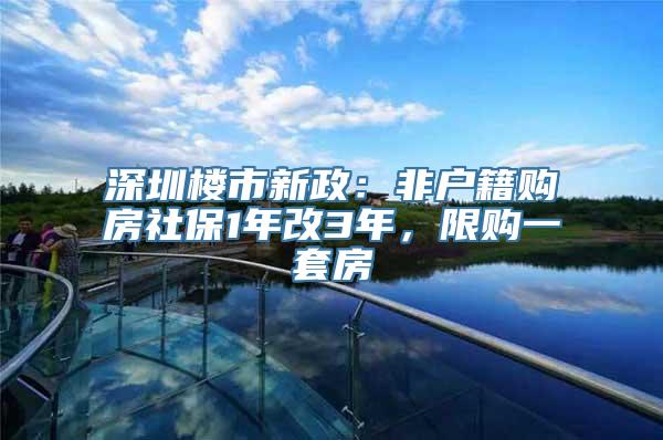 深圳楼市新政：非户籍购房社保1年改3年，限购一套房