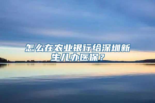 怎么在农业银行给深圳新生儿办医保？