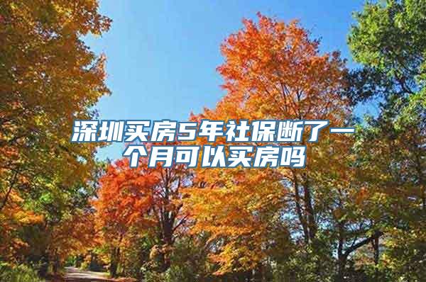 深圳买房5年社保断了一个月可以买房吗