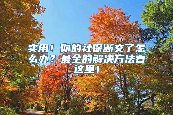 实用！你的社保断交了怎么办？最全的解决方法看这里！