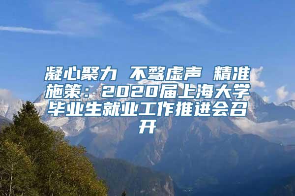 凝心聚力 不骛虚声 精准施策：2020届上海大学毕业生就业工作推进会召开