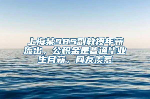 上海某985副教授年薪流出，公积金是普通毕业生月薪，网友羡慕