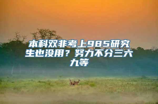 本科双非考上985研究生也没用？努力不分三六九等