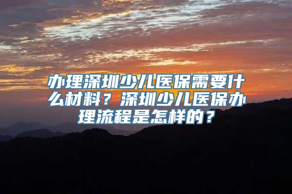 办理深圳少儿医保需要什么材料？深圳少儿医保办理流程是怎样的？