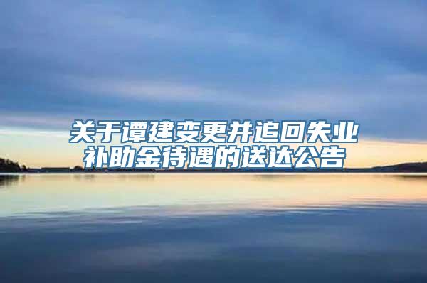 关于谭建变更并追回失业补助金待遇的送达公告