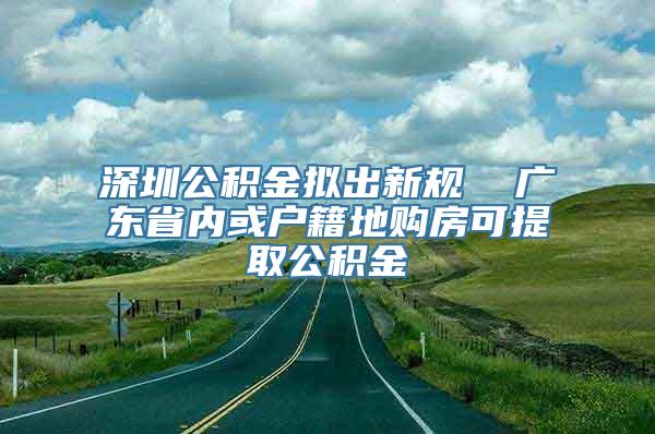 深圳公积金拟出新规  广东省内或户籍地购房可提取公积金