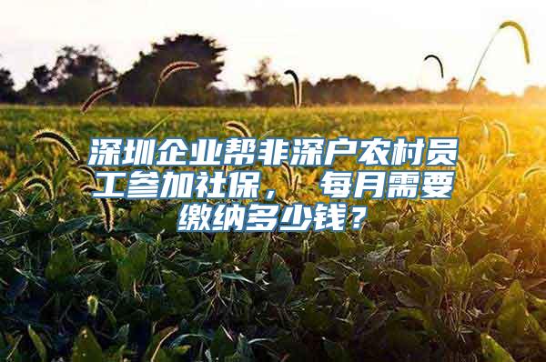 深圳企业帮非深户农村员工参加社保， 每月需要缴纳多少钱？