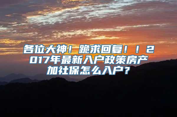 各位大神！跪求回复！！2017年最新入户政策房产加社保怎么入户？