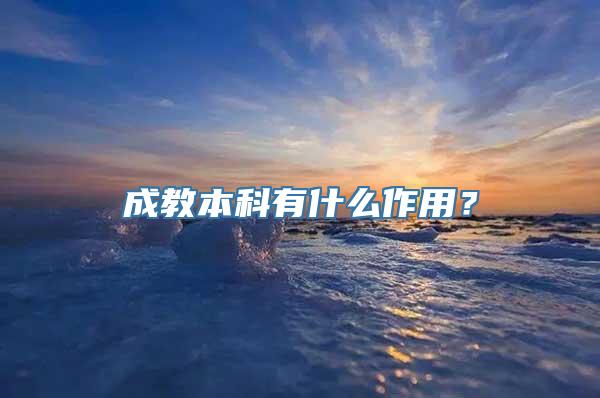 成教本科有什么作用？