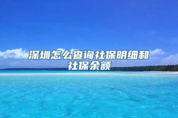 深圳怎么查询社保明细和社保余额