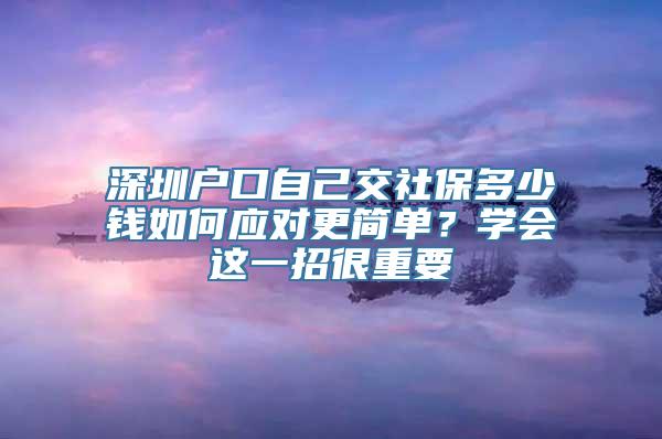 深圳户口自己交社保多少钱如何应对更简单？学会这一招很重要