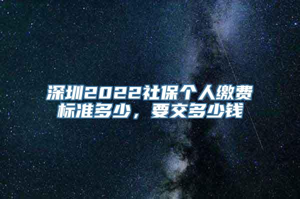 深圳2022社保个人缴费标准多少，要交多少钱