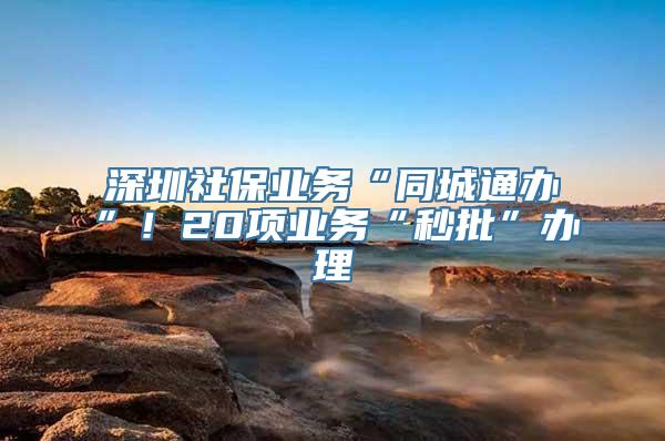 深圳社保业务“同城通办”！20项业务“秒批”办理