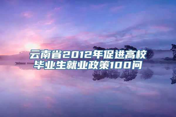 云南省2012年促进高校毕业生就业政策100问