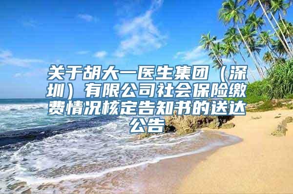 关于胡大一医生集团（深圳）有限公司社会保险缴费情况核定告知书的送达公告