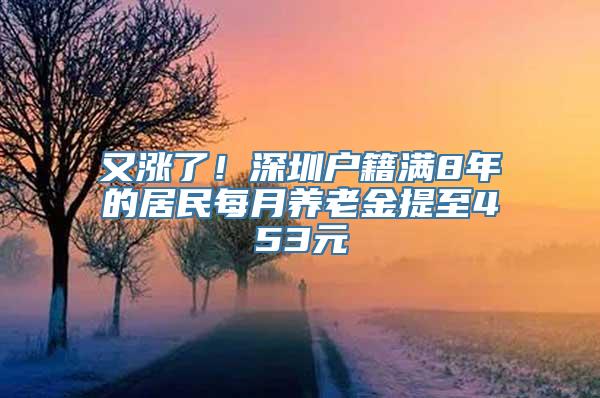 又涨了！深圳户籍满8年的居民每月养老金提至453元