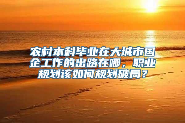 农村本科毕业在大城市国企工作的出路在哪，职业规划该如何规划破局？