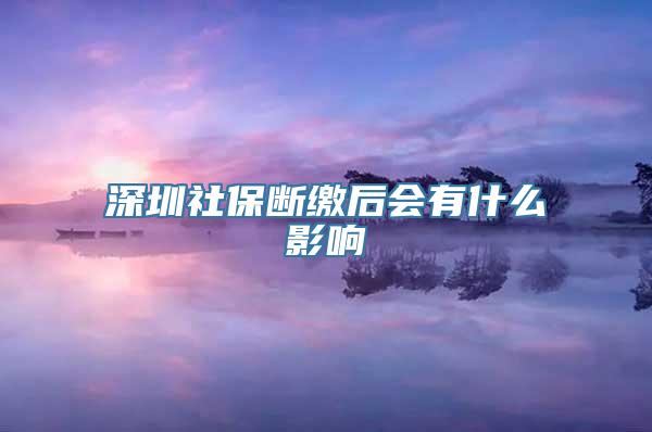 深圳社保断缴后会有什么影响