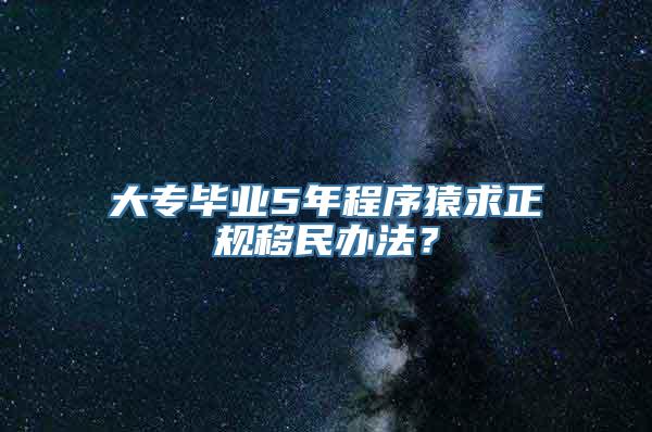 大专毕业5年程序猿求正规移民办法？