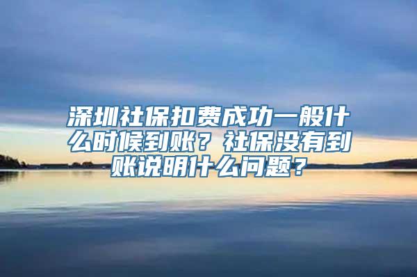 深圳社保扣费成功一般什么时候到账？社保没有到账说明什么问题？