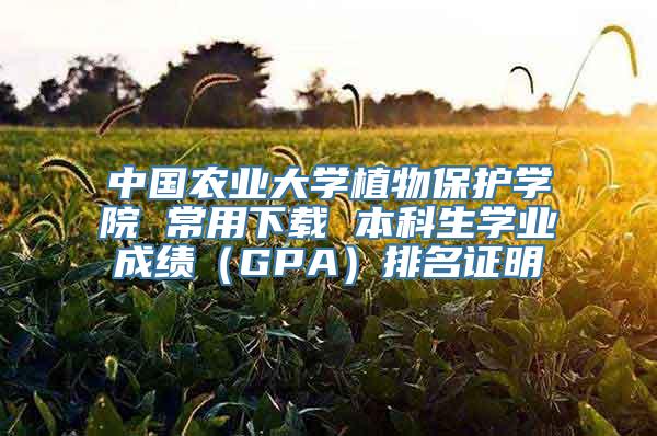 中国农业大学植物保护学院 常用下载 本科生学业成绩（GPA）排名证明