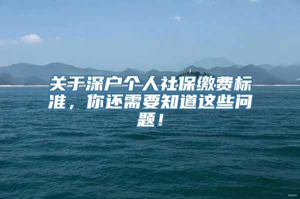 关于深户个人社保缴费标准，你还需要知道这些问题！