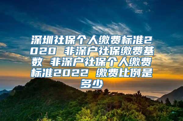 深圳社保个人缴费标准2020 非深户社保缴费基数 非深户社保个人缴费标准2022 缴费比例是多少