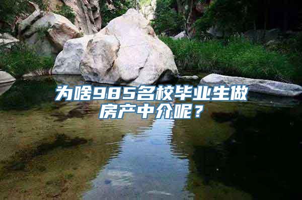 为啥985名校毕业生做房产中介呢？