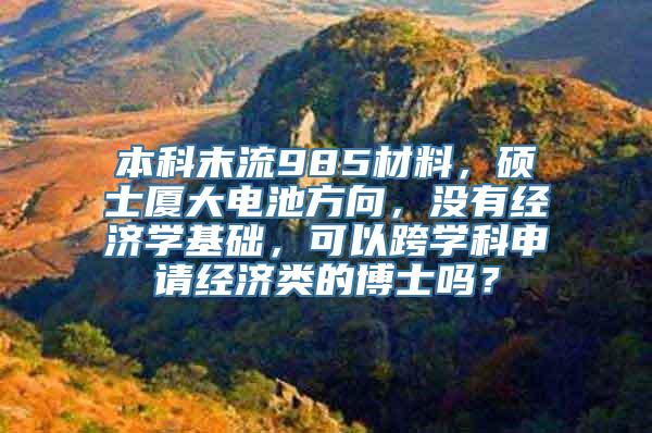 本科末流985材料，硕士厦大电池方向，没有经济学基础，可以跨学科申请经济类的博士吗？