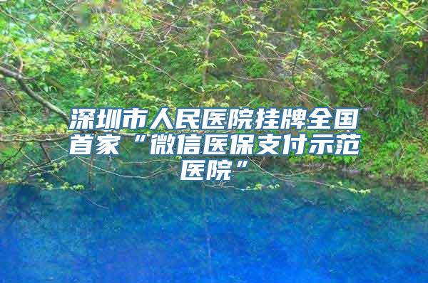 深圳市人民医院挂牌全国首家“微信医保支付示范医院”