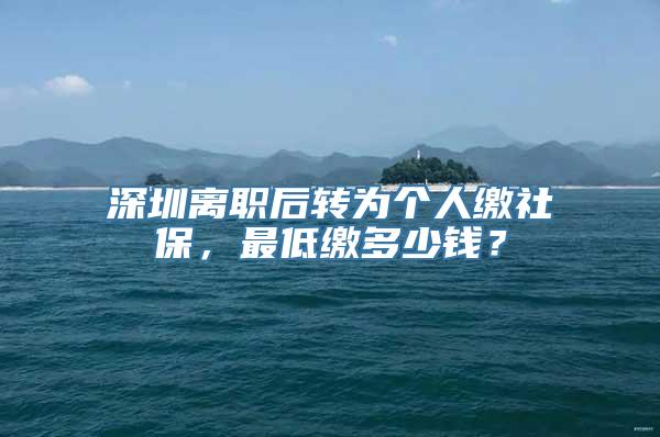 深圳离职后转为个人缴社保，最低缴多少钱？