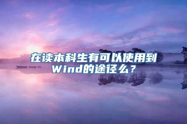 在读本科生有可以使用到Wind的途径么？