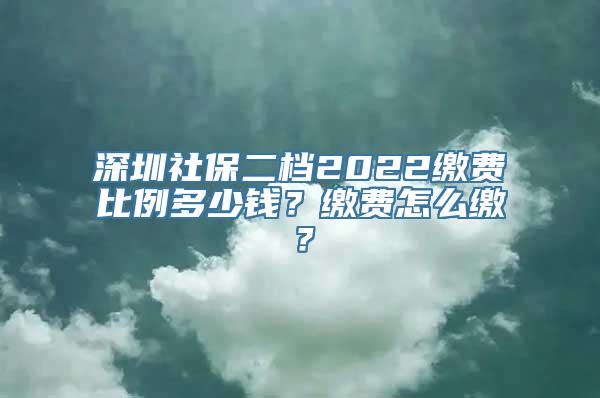 深圳社保二档2022缴费比例多少钱？缴费怎么缴？