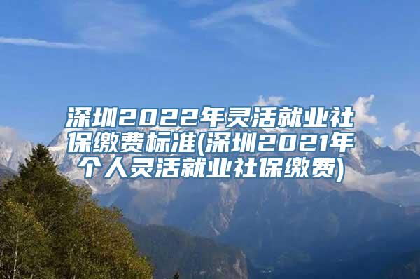 深圳2022年灵活就业社保缴费标准(深圳2021年个人灵活就业社保缴费)